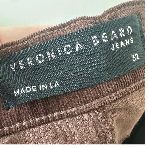 Veronica Beard Carly Kick Flare High Rise Chocolate Brown Corduroy Jean 32 - Picture 8 of 9